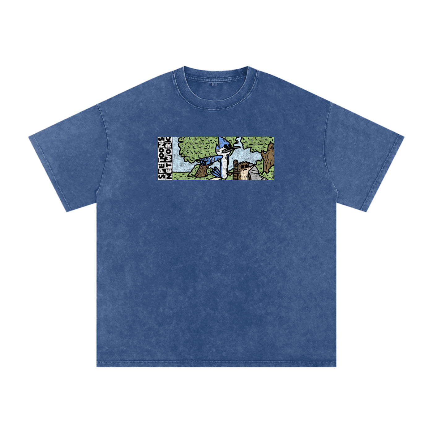 Vintage Washed Raccoon & Blue Bird T-Shirt